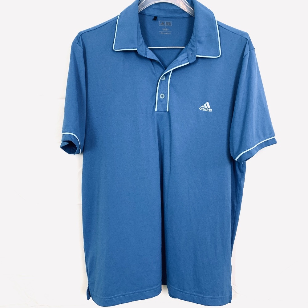 ADIDAS Blue GOLF Short Sleeve Polo Shirt Knit sz L